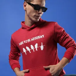 Campus Sutra Red Typography Printed Hooded Cotton Sweatshirt-picture-26