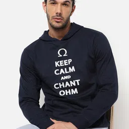 Campus Sutra Men Blue Printed Hooded Sweatshirt-image-45