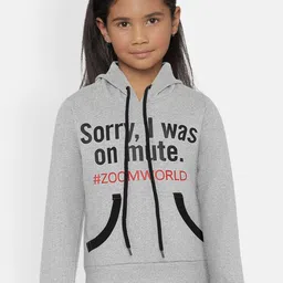 SINI MINI Girls Grey Printed Hooded Sweatshirt-picture-51