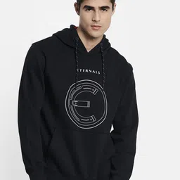 Octave Men Navy Blue Printed Hooded Sweatshirt-image-69
