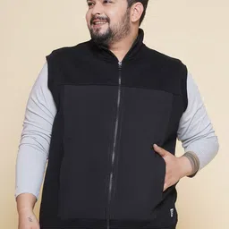 John Pride Men Plus Size Mock Collar Cotton Front-Open Sweatshirt-picture-32