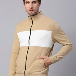 Dennis Lingo Men Camel Brown Cotton Colourblocked Sweatshirt-picture-10