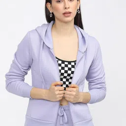 Tokyo Talkies Women Purple Hooded Sweatshirt-picture-36