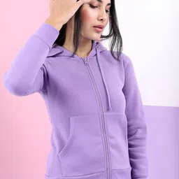 Tokyo Talkies Women Lavender Hooded Sweatshirt-image-88