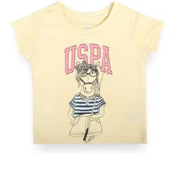 U.S. Polo Assn. Kids Girls Graphic Printed Pure Cotton T-shirt-picture-38