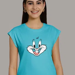 Friskers Graphic Printed Round Neck Extended Sleeves Pure Cotton Tshirt-image-92