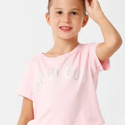 KATE & OSCAR Girls Pink Typography Printed Extended Sleeves T-shirt-picture-38