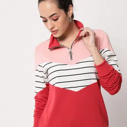 Austin wood Women Red Colourblocked Sweatshirt-image-9