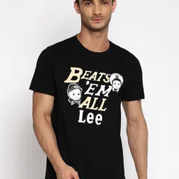 Lee Men Black & Yellow Typography Printed Slim Fit T-shirt-picture-32