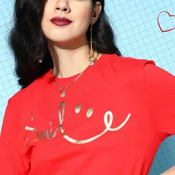 SASSAFRAS Women Red Typography Tshirt-picture-15