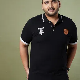 bigbanana Men Plus Size Black Polo Collar Bio Finish T-shirt-picture-56