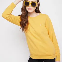 Crimsoune Club Women Yellow Solid Sweatshirt-image-26