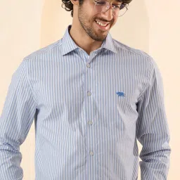 Andamen Premium Slim Fit Striped Cutaway Collar Cotton Formal Shirt-image-89