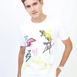 KETCH Men White Printed Round Neck Slim Fit T-shirt-picture-24