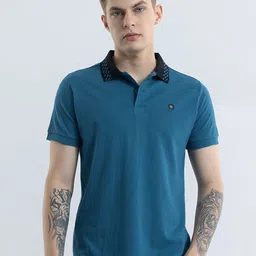 Snitch Men Solid Polo Collar Slim Fit Pure Cotton T-shirt image 1