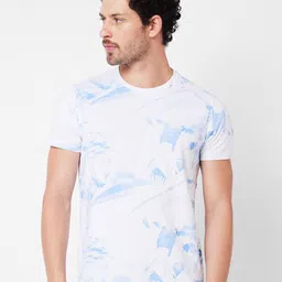 SPYKAR Abstract Printed Cotton Slim Fit T-shirt image 1