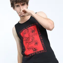 HIGHLANDER Men Black Printed Slim Fit Cotton T-shirt-picture-39