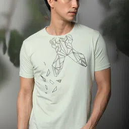 RARE RABBIT Men Loginn Abstract Printed Slim Fit Cotton T-Shirt-picture-55