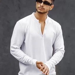 Maniac Men Solid Henley Neck Cotton Slim Fit Tshirt-picture-10