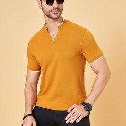BYFORD by Pantaloons Mandarin Collar Cotton Slim Fit T-shirt-picture-13