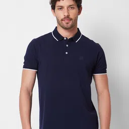 SPYKAR Polo Collar Cotton Slim Fit T-shirt-image-2
