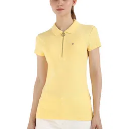 Tommy Hilfiger Women Solid Polo Collar Cotton Slim Fit T-shirt-image-23