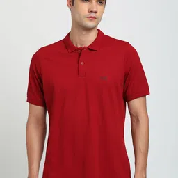 Turtle Men Solid Polo Collar Slim Fit T-shirt-image-64