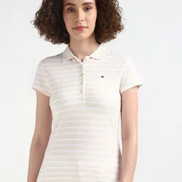 Tommy Hilfiger Striped Polo Collar Short Sleeves Cotton Slim Fit T-shirt-image-0