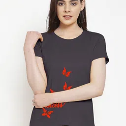 Friskers Women Printed Round Neck Slim Fit T-shirt-image-97