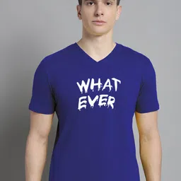 FBAR Typography Printed V-Neck Slim Fit Cotton T-shirt-picture-18