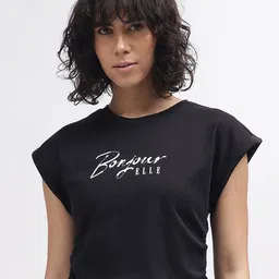 ELLE Women Typography Printed Slim Fit T-shirt-picture-34