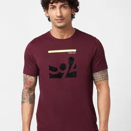 SPYKAR Abstract Printed Slim Fit Cotton T-shirt image 1