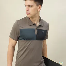 Technosport Colourblocked Polo Collar Antimicrobial Cotton Slim Fit T-shirt-picture-48