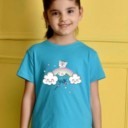 NUSYL Girls Graphic Printed Round Neck T-shirt-image-0
