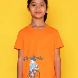 NUSYL Girls Graphic Printed Round Neck Casual T-shirt-image-63