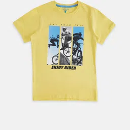 Pantaloons Junior Boys Yellow & Blue Printed Cotton T-shirt-picture-49
