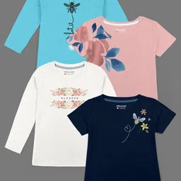 HELLCAT Girls Pack Of 4 Printed Cotton T-shirts-image-19