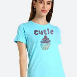 shashvi Women Blue Typography Printed T-shirt-image-94
