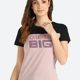 shashvi Women Grey & Black Colourblocked Embellished T-shirt-picture-36
