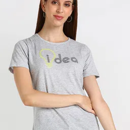 shashvi Women Grey Typography Printed T-shirt-image-30