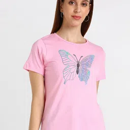 shashvi Women Pink Printed T-shirt-image-77