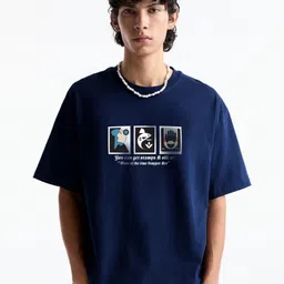 MISCHIEF MONKEY Men Graphic Printed Round Neck Cotton Oversized T-Shirt-picture-25
