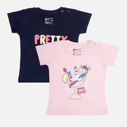 Bodycare Girls Pack of 2 Printed Pure Cotton T-shirt image 1