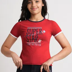 Beverly Hills Polo Club Girls Typography Printed Round Neck Casual T-shirt-picture-10