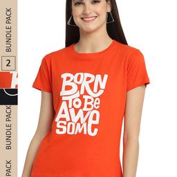 Fabflee Pack Of 2 Typography Printed Cotton T-shirt-picture-21