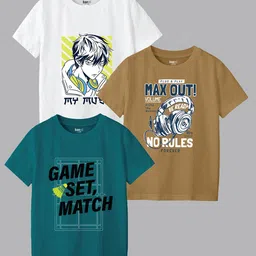 BAESD Boys Pack Of 3 Graphic Printed T-shirt image 1