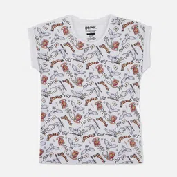Kids Ville Girls White Harry Potter Printed T-shirt-picture-18