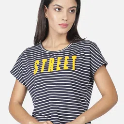NUEVOSDAMAS Women Blue Striped T-shirt-picture-19