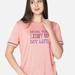NUEVOSDAMAS Women Peach-Coloured Typography Printed T-shirt-picture-41