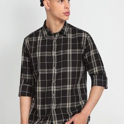 Flying Machine Slim Fit Tartan Checked Casual Shirt-picture-34